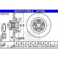 Ate 2X Bremsscheibe Hinten 2740 Voll FüR Renault Kangoo Express FW0/1_