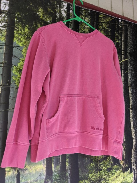 Woman's Large Pink Carhartt Crewneck Sweatshirt With Pocket & embroidered logo | eBay