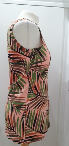 Denim & Co Beach Printed Jersey Scoop Neck Tank New size XS palm print QVC - Picture 2 of 3