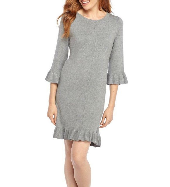 ruffle hem sweater dress