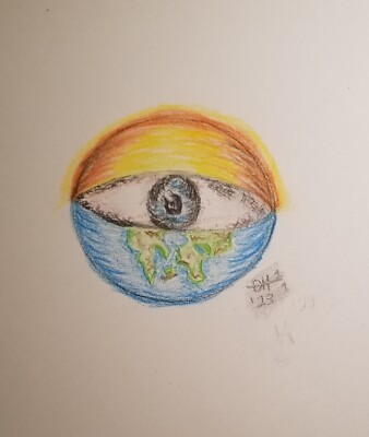 GLOBAL WARNING 5x7 fine art sketch card 1/ 1 ORIGINAL by artist DH 5/23/23