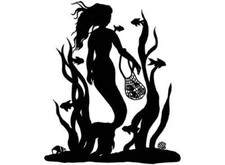 Mermaid Shells 2 pcs 4 Inch Black Fused Glass Decals