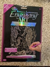 Engraving SCRAPERFOIL Scratch Art Kit HOLOGRAPHIC FOIL Engrave SEA HORSES