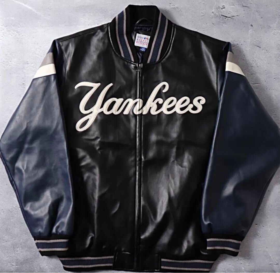 ニューヨーク・ヤンキース 合成皮革ジャケット New York Yankees Leather Stadium Jacket - Used, Size L mens
