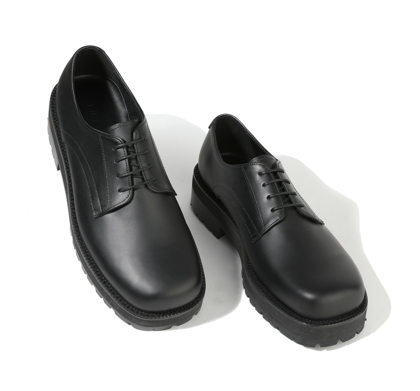 SAOLA Scarpe derby Firenze Atelier uomo pelle nera punta tonda larga plateau