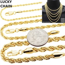 8''-24''14K GOLD FILLED ROPE CHAIN NECKLACE BRACELET 1.5MM-6MM 6g-60g