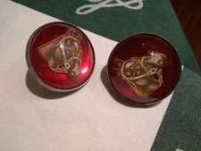 Two Vintage Glass Horse Bridal Rosette Buttons Chapman Decoration Pieces