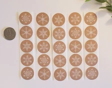 25 Kraft Snowflake Stickers/Christmas Stickers/Holiday Envelope Seals Labels