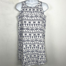 LOFT Sleeveless Sheath Petite Dress Sz XXSP Blue White Floral Coastal Classic