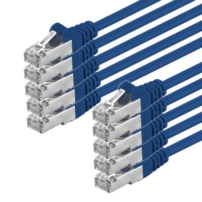 10 x 1m CAT.5e F/UTP Kabel geschirmt blau Patchkabel LAN DSL Netzwerk Ethernet