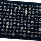 Wholesale 100 Style Vintage Bohemia Rings Mix Stone Flower Women Girl Charm Gift