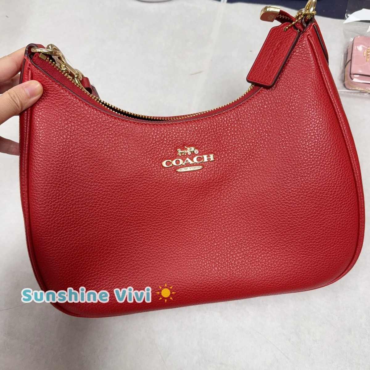 NWT Coach Teri Hobo Bag Leather CV935 Bold Red | eBay
