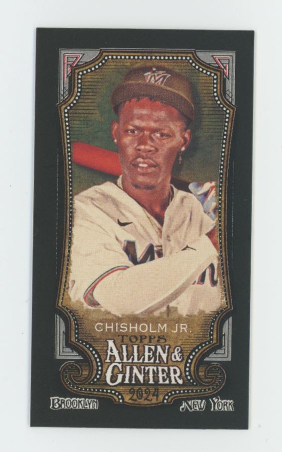 2024 Topps Allen & Ginter Black Border Mini Jazz Chisholm Jr. Miami Marlins #13
