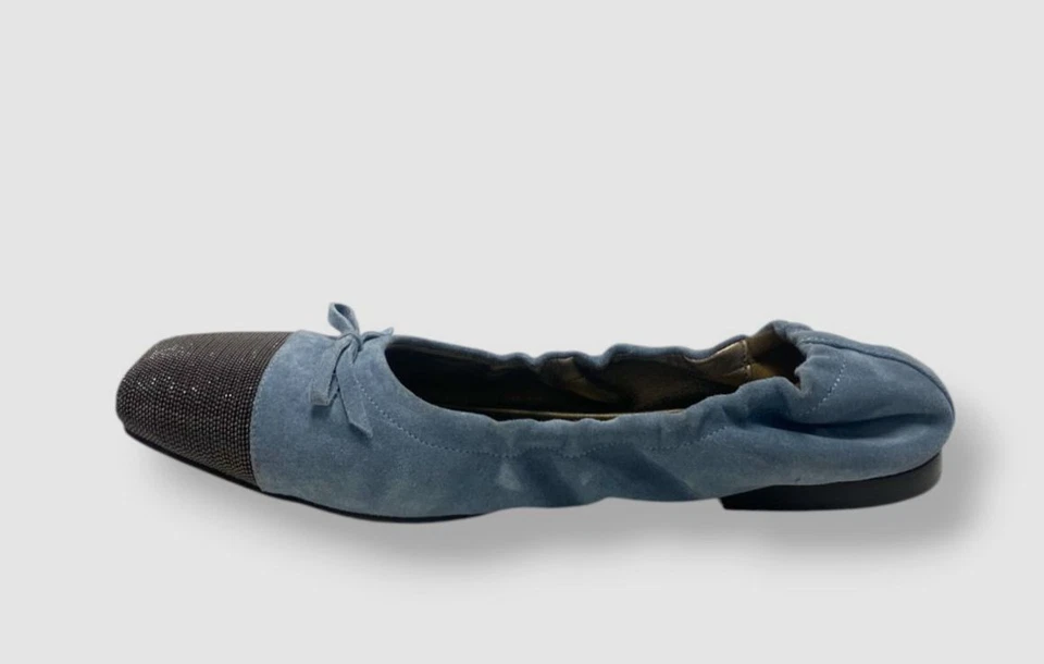 Zapatos planos de ballet Brunello Cucinelli para mujer azules Monili cuentas gamuza talla 40 Foto 2 de 4