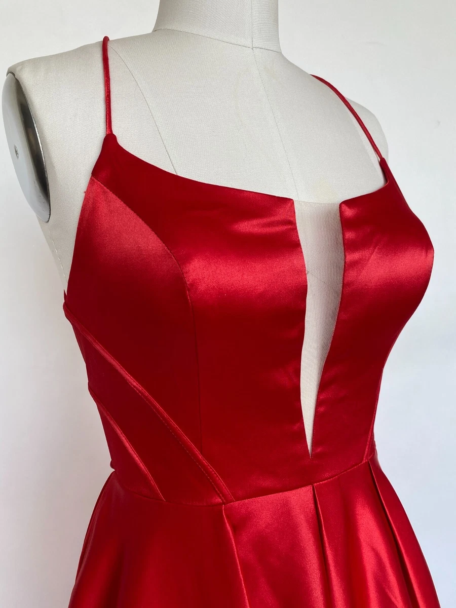 Red Long Dress Size 16 Shimmer Ballgown Candy Apple Dress with Pockets Sz 16