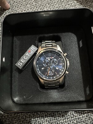 Sector 180 R3271690026 Herrenuhr Chronograph Grau Leder Schwarz Armbanduhr Datum
