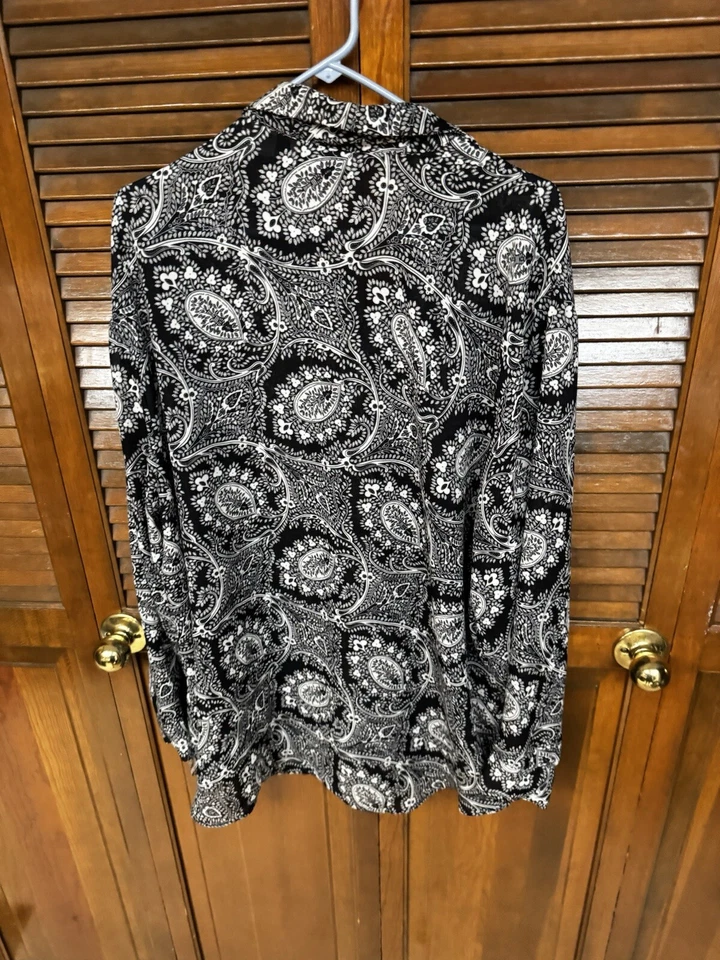 Top túnica mujer Diane von Furstenberg negro blanco estampado cachemir talla 2X/3X Foto 2 de 3