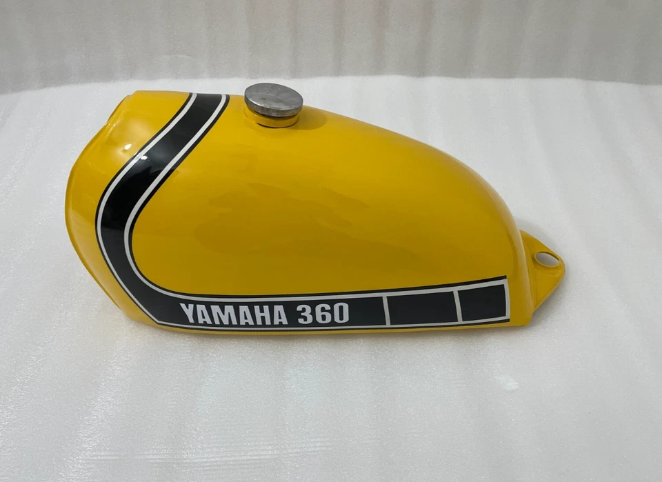Yamaha MX250 MX 250 MX360 SC500 1974 pintura amarilla acero tanque gasolina + tapa + grifo Foto 2 de 4