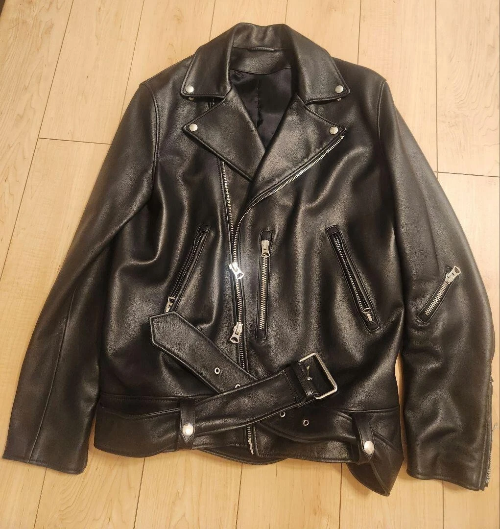Giacca biker pelle Acne Studios usata doppia giacca pelle uomo taglia 52 nera