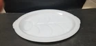 VTG FIRE KING WHITE MILK GLASS MEAT SERVING PLATTER & GRAVY WELL 14 3/4"