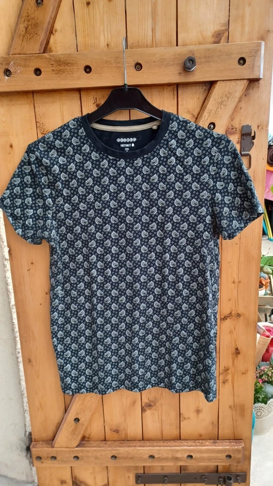 Tee-shirt en coton noir et blanc col rond Taille S Bonobo - Photo 1/2