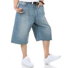 Men Denim Shorts Loose Oversized Half Pants Trousers Baggy Casual Hip Hop Jeans