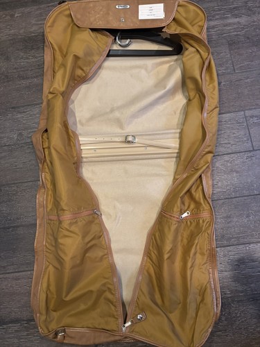 Vintage Samsonite Brown Leather Bi-Fold Hanging Garment Travel Bag Luggage - Picture 4 of 11