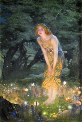 EDWARD ROBERT HUGHES - MITTSOMMER - EVE REPRO CANVAS BOX ART A4, A3, A2, A1 