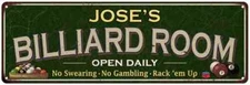 JOSE'S Billiard Room Sign Green Metal Game Room Gift Decor 106180106031