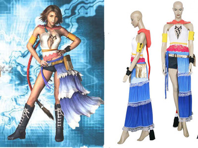送料無料 ファイナルファンタジーX-2テンツー FINAL FANTASY X-2 ユウナ Yuna White Mage Halloween Cosplay Costume コスプレ衣装  コス s-l400.jpg