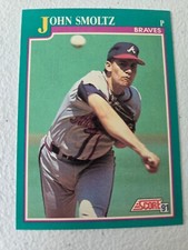 1991 Score #208 John Smoltz Baseball Trading Card + 2 Free Mystery Cards