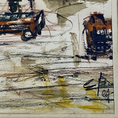 Mid Century Expressionist Coastal Beach Painting Signed Watercolor Seascape 22” - Picture 17 of 21