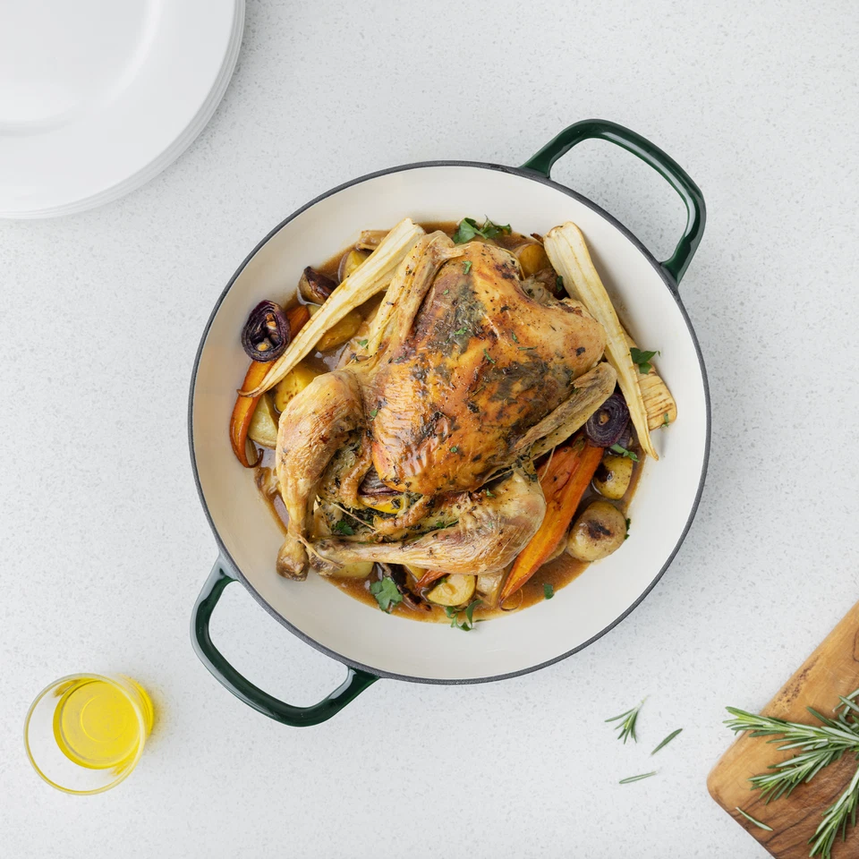 Pentola in Ghisa Smaltata - Casseruola Forno a Legna 3,5L - Pirofila e Coperchio - Immagine 2 di 4