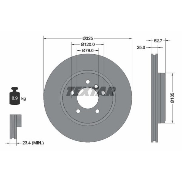 Textar 2X Bremsscheibe Vorne Ø325 Mm InnenbelüFtet FüR BMW 3Er Cabriolet E46-image