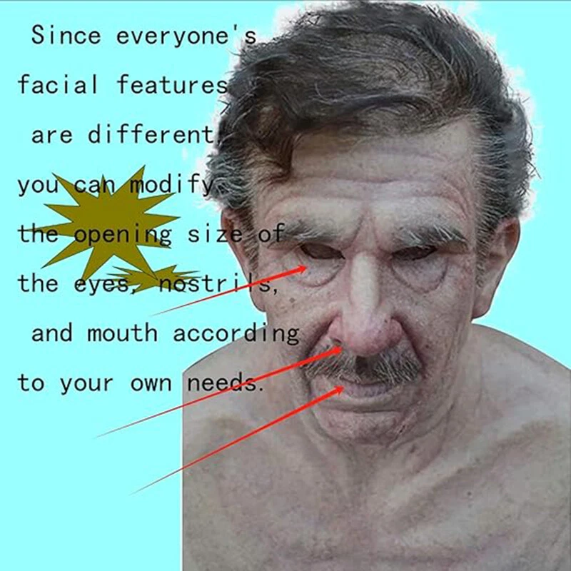 Máscara de anciano realista de Halloween máscara de látex arrugas aterradoras accesorios para disfraces para adultos Foto 2 de 4