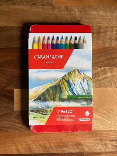 Caran d’Ache Geneve Pablo Coloured Pencil Set of 12 Assorted Colours New Sealed