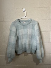 Womens Acrylic Soft Fuzzy Sweater LC Lauren Conrad Size L Blue