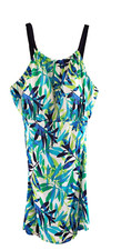 Swimsuits For All Swim Dress Blue Green Floral Adjust Strap Built In Bra Size 20