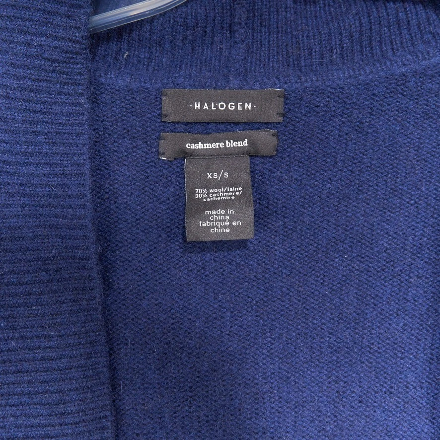 Suéter halógeno para mujer XS/S azul lana cachemir frente abierto cárdigan plumero Foto 2 de 4