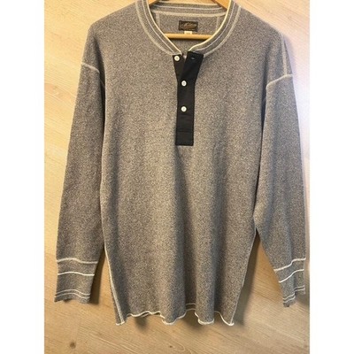 Militora The Longline Henley Contrast Collar Long Sleeve Textured Grey Men 44/L
