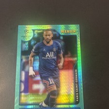 2021-22 Topps Merlin Collection Chrome UCL Aqua Prism Refractor Neymar Jr #10