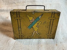 Vintage Tin Suitcase For Pencils Or Crayons - Teenie Weenie - Elf Lithos