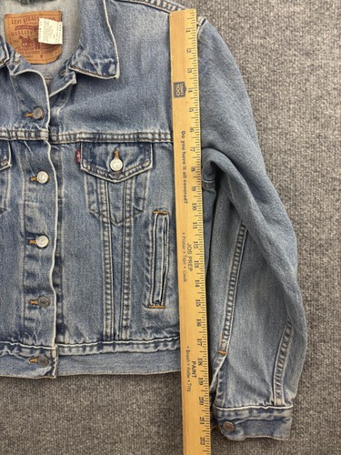 Vintage 90s Levi's Jacket Womens Small Denim USA Made Trucker Red Tab - Picture 7 of 8