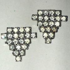 Elegant Silver Tone Vintage Crystal Rhinestone Shoe Clips