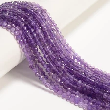 Natural Light Amethyst Faceted Round Beads Size 4mm 15.5'' Strand