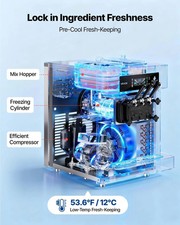 Commercial Ice Cream Machine, 20-28L/H Yield, 2200W 3-Flavor Countertop Soft Ser