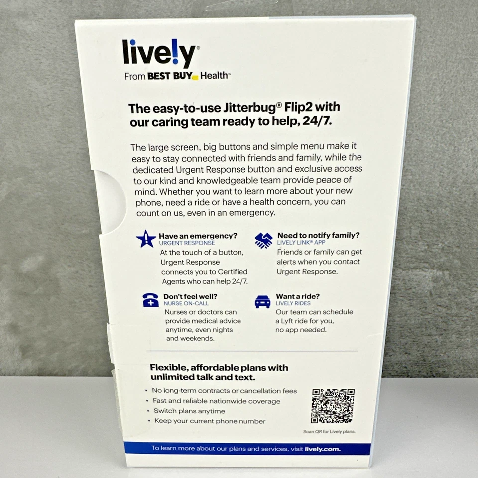 Teléfono Celular Lively Jitterbug Flip2 Abatible para Personas Mayores Gris Caja Abierta | Restablecido de Fábrica Foto 3 de 4