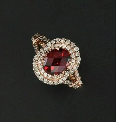 2Ct Oval Cut Simulated Red Ruby Engagement Ring 14k Rose Gold Plated
