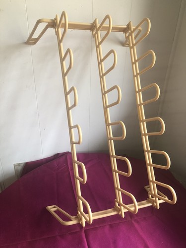 Vintage Plastic Shoe Rack by Tamor Holds 9 Pairs Tan 24x10” Yaffa Style 1980s