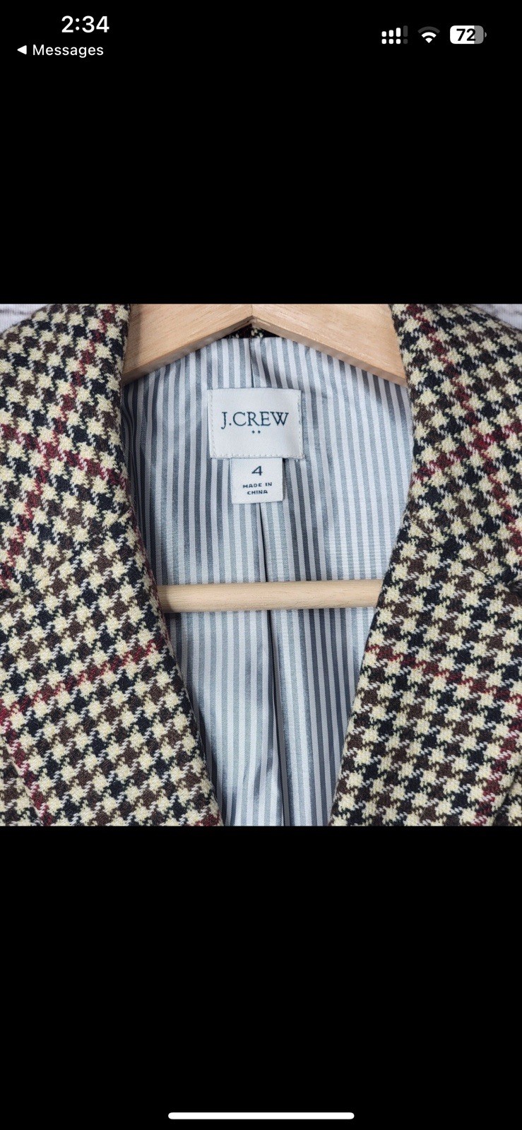J Crew Wool Blend Patterned Schoolboy Blazer Two … - image 3